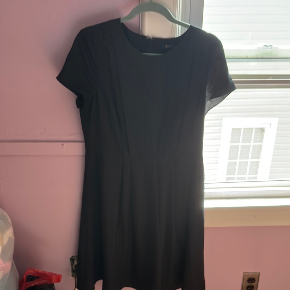 Brooks Brothers Black A-Line Mini Dress Crew Neck